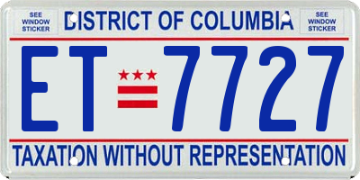 DC license plate ET7727