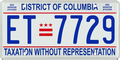 DC license plate ET7729