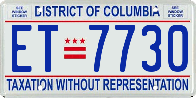 DC license plate ET7730