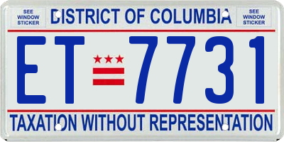DC license plate ET7731