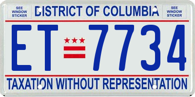 DC license plate ET7734