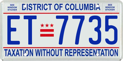 DC license plate ET7735