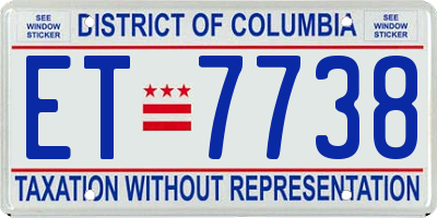 DC license plate ET7738
