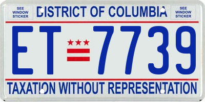DC license plate ET7739