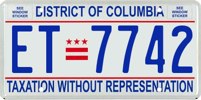 DC license plate ET7742