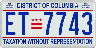 DC license plate ET7743