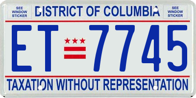 DC license plate ET7745