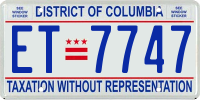 DC license plate ET7747