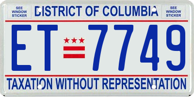DC license plate ET7749