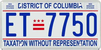 DC license plate ET7750