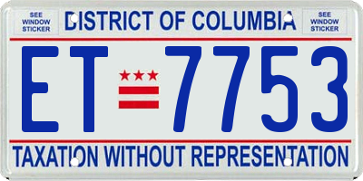 DC license plate ET7753