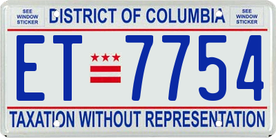 DC license plate ET7754
