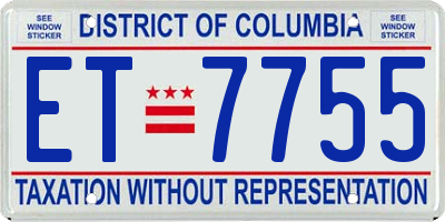 DC license plate ET7755