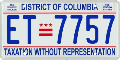 DC license plate ET7757