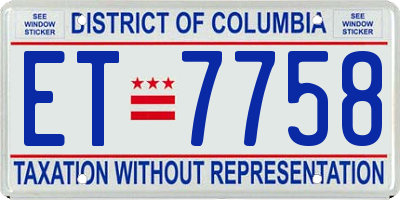 DC license plate ET7758