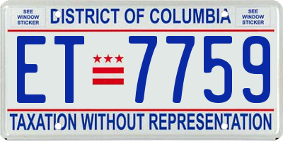 DC license plate ET7759
