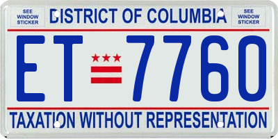 DC license plate ET7760