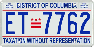 DC license plate ET7762