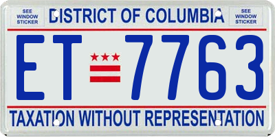 DC license plate ET7763