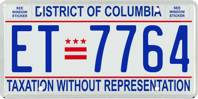 DC license plate ET7764