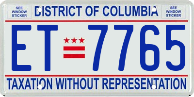 DC license plate ET7765