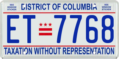 DC license plate ET7768