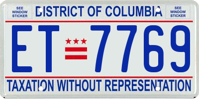 DC license plate ET7769