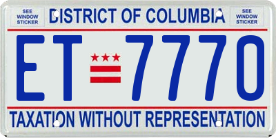 DC license plate ET7770
