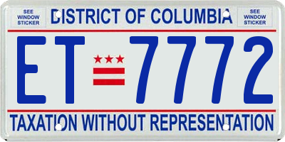 DC license plate ET7772