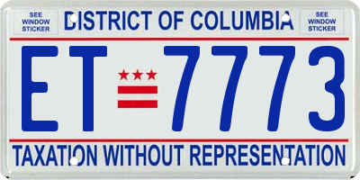 DC license plate ET7773