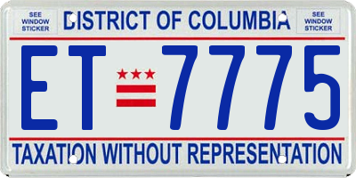 DC license plate ET7775