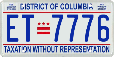 DC license plate ET7776