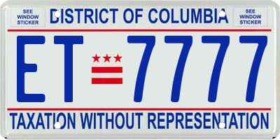DC license plate ET7777