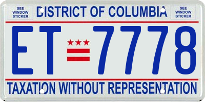 DC license plate ET7778
