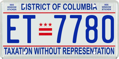 DC license plate ET7780