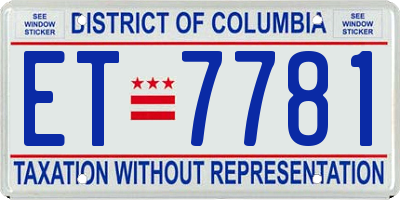 DC license plate ET7781