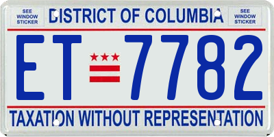DC license plate ET7782