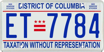 DC license plate ET7784