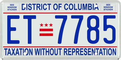 DC license plate ET7785