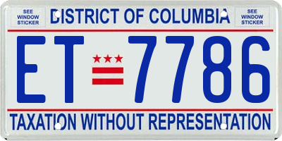 DC license plate ET7786