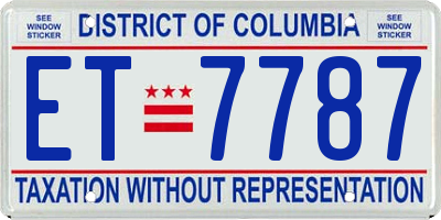 DC license plate ET7787