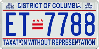 DC license plate ET7788