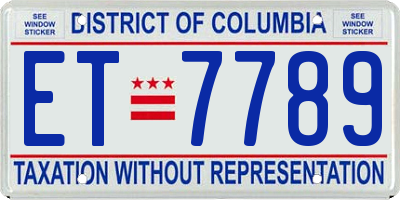 DC license plate ET7789