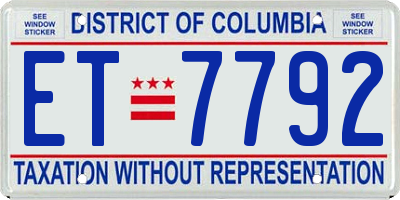 DC license plate ET7792