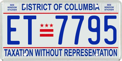 DC license plate ET7795