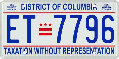 DC license plate ET7796