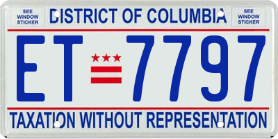 DC license plate ET7797