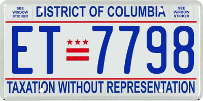 DC license plate ET7798
