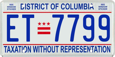 DC license plate ET7799