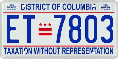 DC license plate ET7803